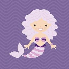 מדבקות שם עגולות מעוצבות - ילדת הים