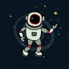 מדבקות שם עגולות מעוצבות - בחלל החיצון