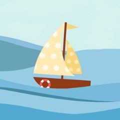 מדבקות שם עגולות מעוצבות - סירות בלב ים