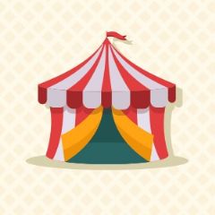 מדבקות שם עגולות מעוצבות - בואו לקרקס