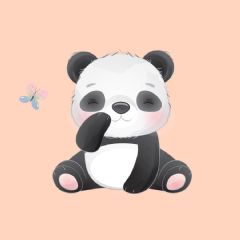 מדבקות שם עגולות מעוצבות - דובון פנדה