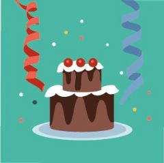 מדבקות שם עגולות מעוצבות - יום הולדת שמח