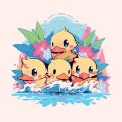 מדבקות שם עגולות מעוצבות - ברווזים ברווזים