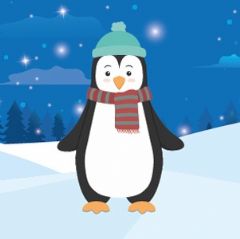 מדבקות שם עגולות מעוצבות - פינגווינים