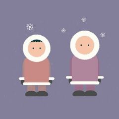 מדבקות שם עגולות מעוצבות - אסקימוסים