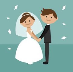 מדבקות שם עגולות מעוצבות - חתן וכלה