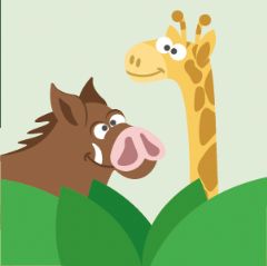 מדבקות שם עגולות מעוצבות - ג'ירפה וחזירון