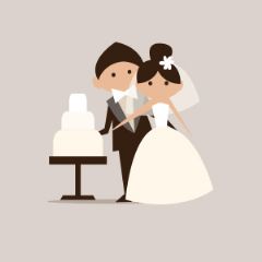 מדבקות שם עגולות מעוצבות - חתן וכלה