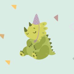 מדבקות שם מלבניות מעוצבות - ליטל דינו