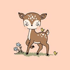 מדבקות שם מלבניות מעוצבות - במבי