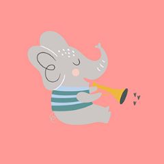 מדבקות שם מלבניות מעוצבות - חיות מנגנות