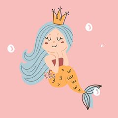 מדבקות שם מלבניות מעוצבות - בתולת ים