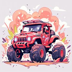 מדבקות שם מלבניות מעוצבות - Monster Truck