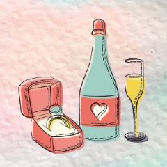 מדבקות שם מלבניות מעוצבות - חתונה וינטג'