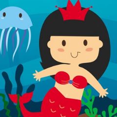 מדבקות שם מלבניות מעוצבות - בתולת ים