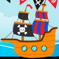 מדבקות שם מלבניות מעוצבות - פיראטים