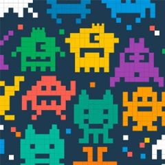 מדבקות שם מלבניות מעוצבות - פיקסלים