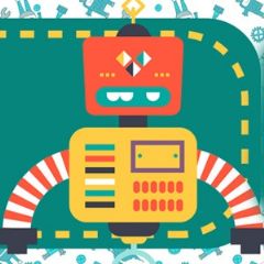 מדבקות שם מלבניות מעוצבות - רובוטים